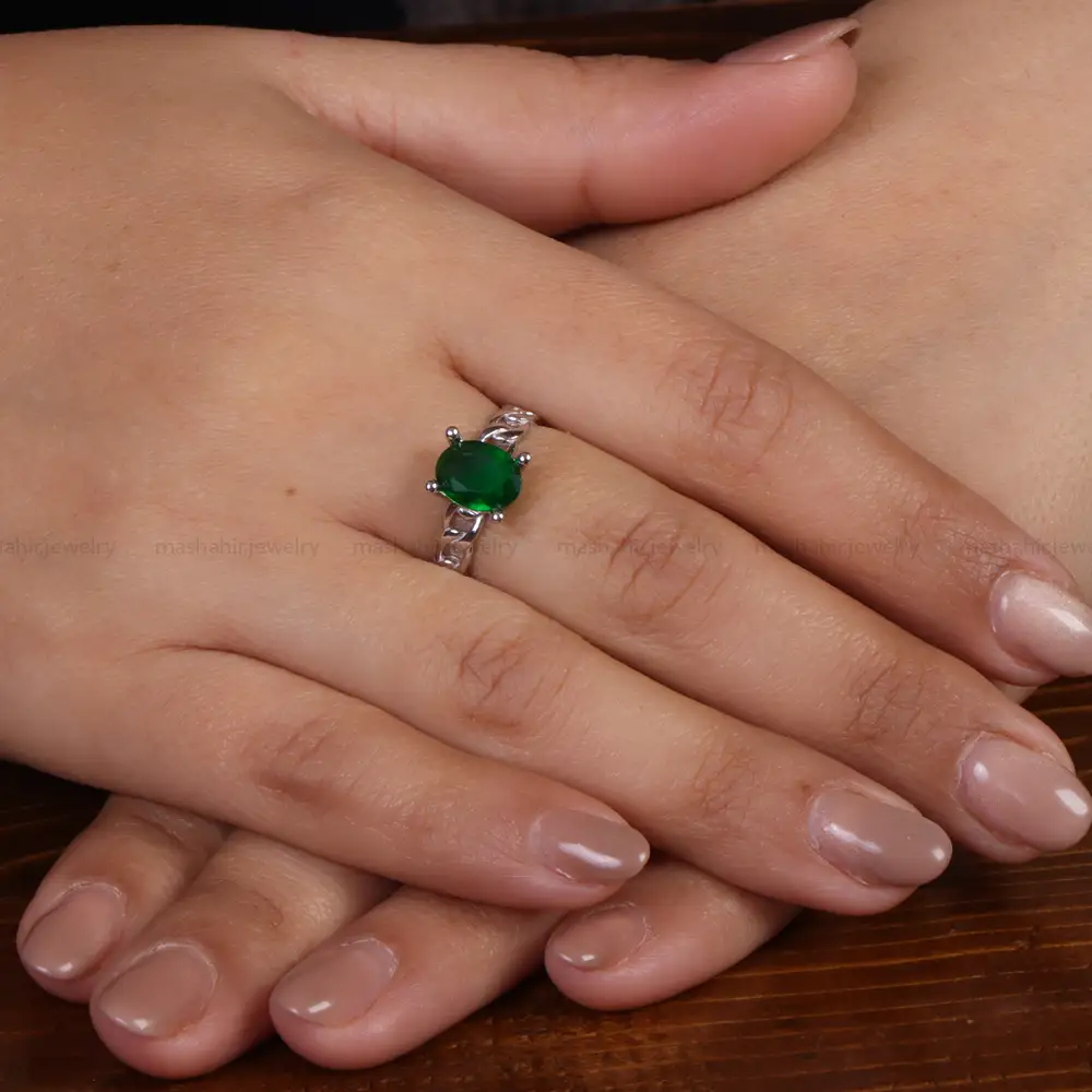 انگشتر طرح زمرد زنانه کد 24813