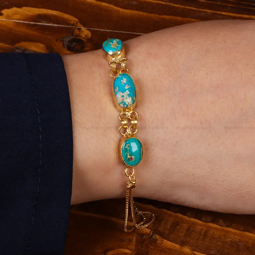 دستبند فیروزه زنانه کد 24986