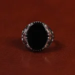 انگشتر عقیق مشکی مردانه کد 24997