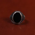 انگشتر عقیق مشکی مردانه کد 25006