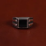 انگشتر عقیق مشکی مردانه کد 25039