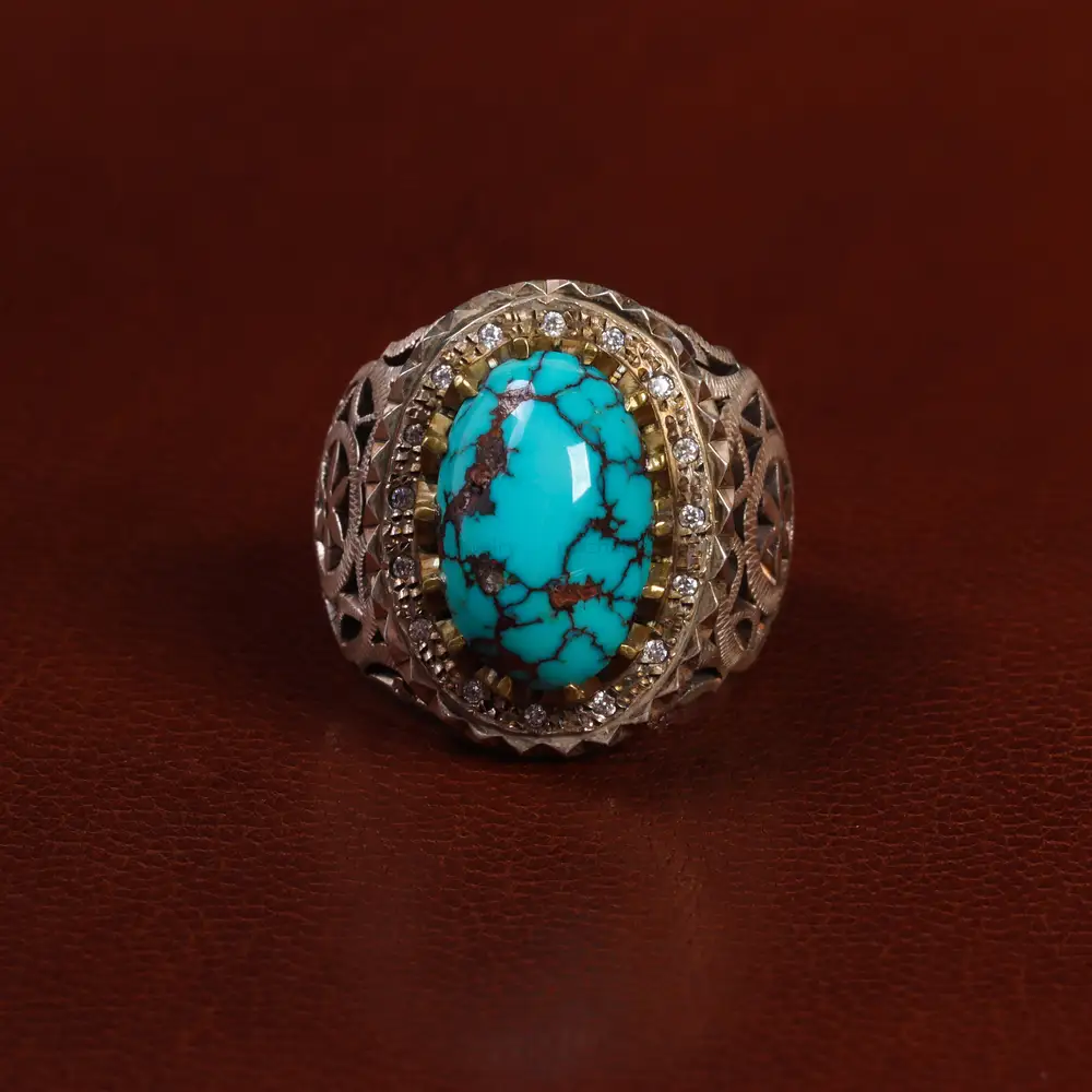 انگشتر فیروزه شجری مردانه کد 25045