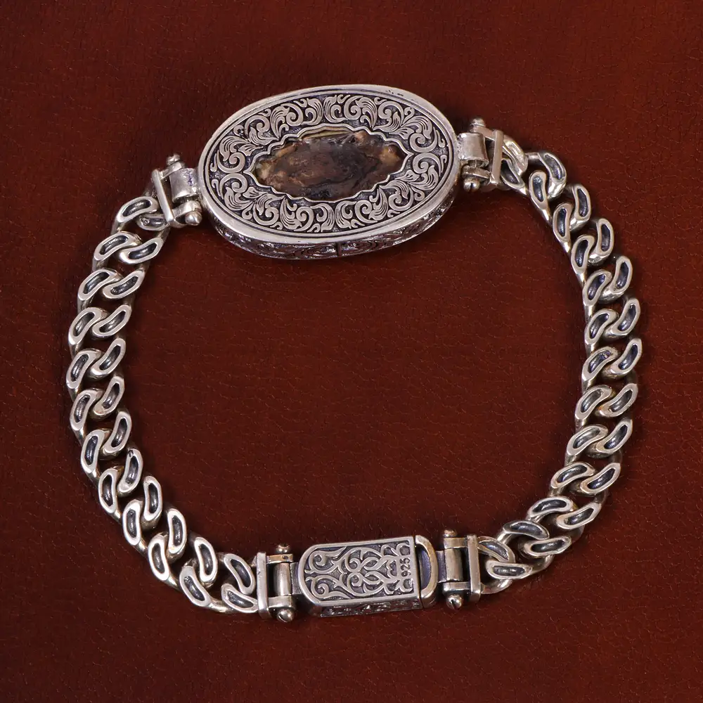 دستبند فیروزه مردانه کد 25059