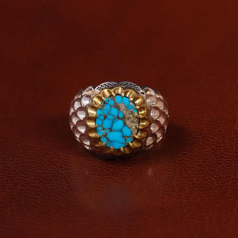 انگشتر فیروزه شجری مردانه کد 25162