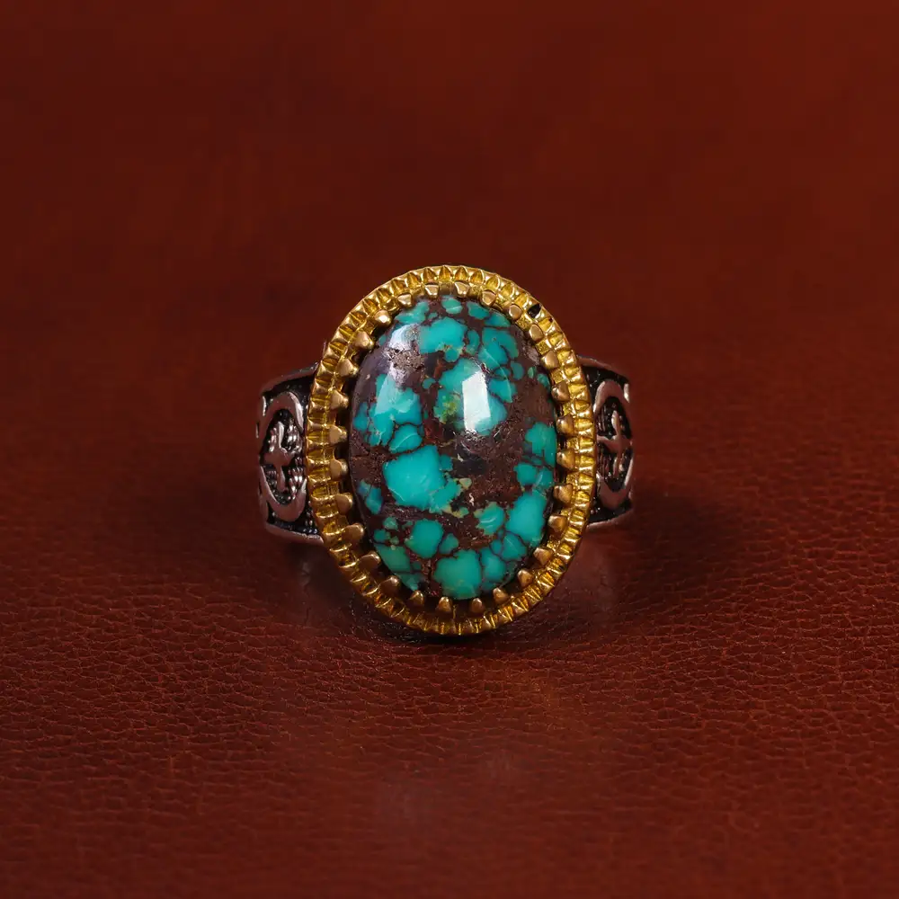 انگشتر فیروزه شجری مردانه کد 25183