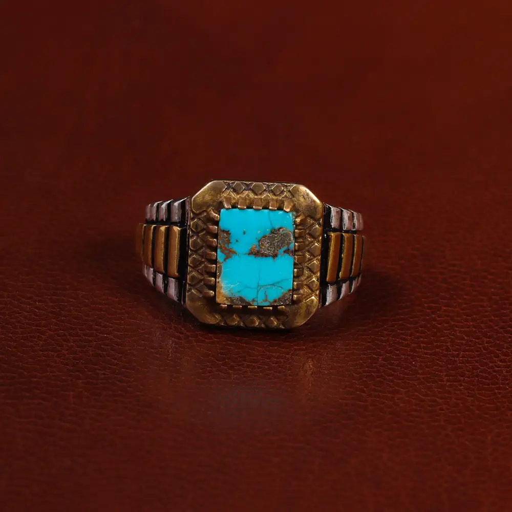 انگشتر فیروزه شجری مردانه کد 25204