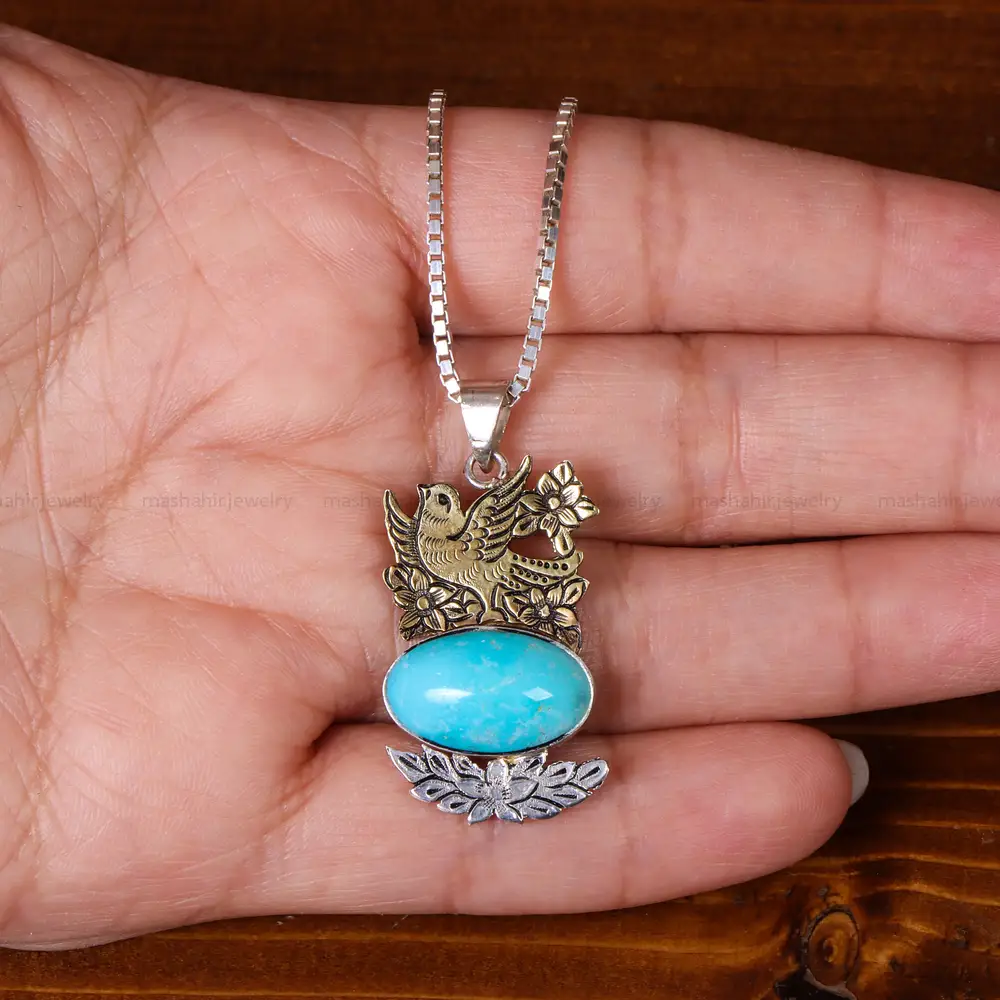 گردنبند فیروزه زنانه کد 25249