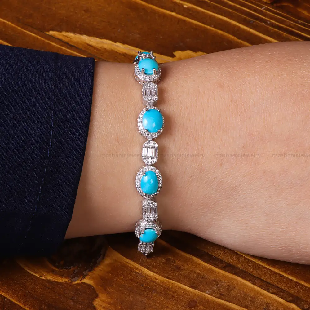 دستبند فیروزه زنانه کد 25259