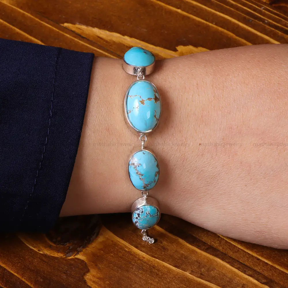 دستبند فیروزه زنانه کد 25265