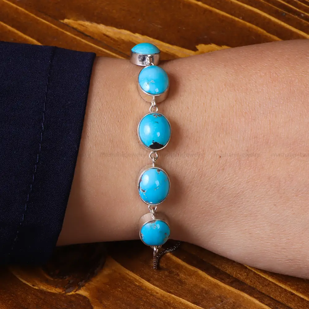 دستبند فیروزه زنانه کد 25268
