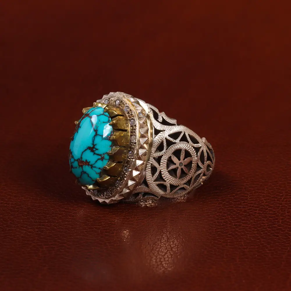 انگشتر فیروزه شجری مردانه کد 25045