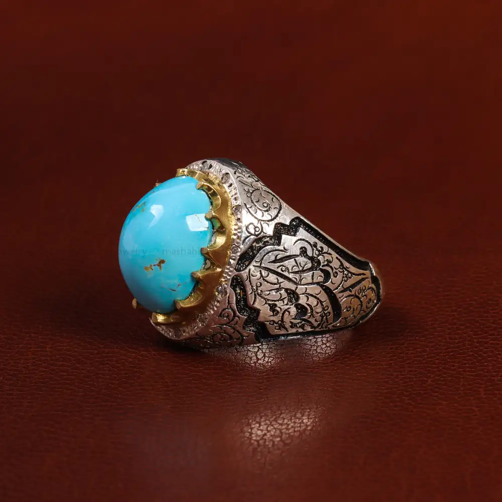 انگشتر فیروزه شجری مردانه کد 25046