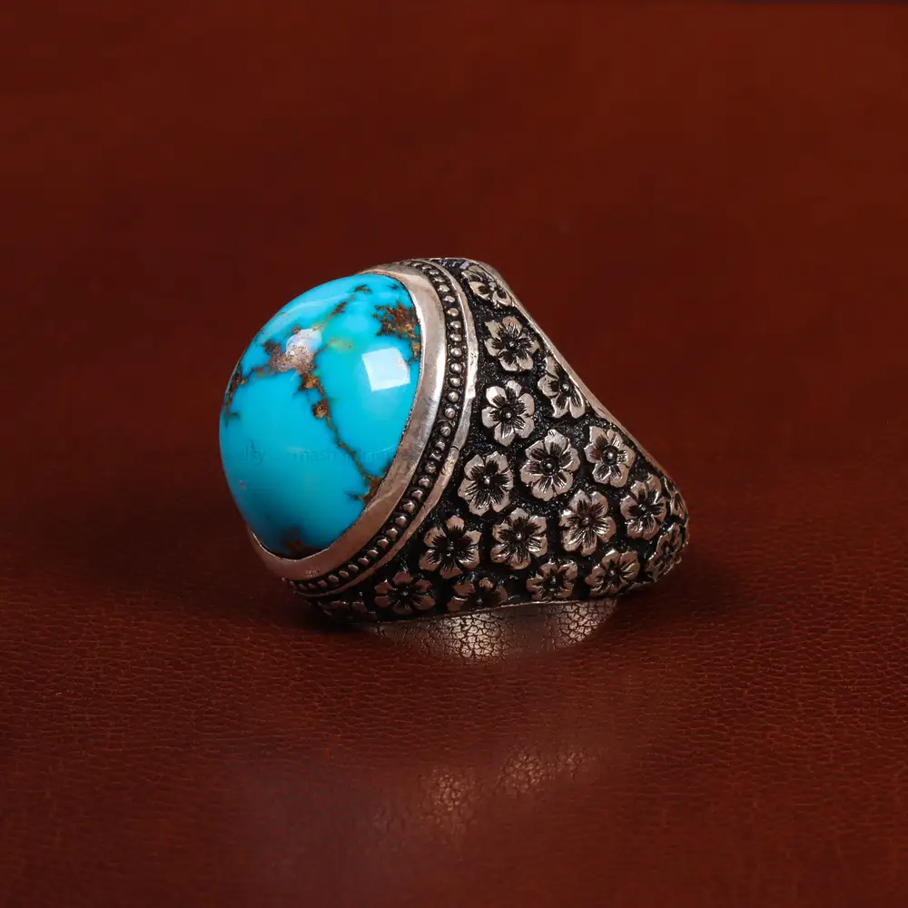 انگشتر فیروزه شجری مردانه کد 25053
