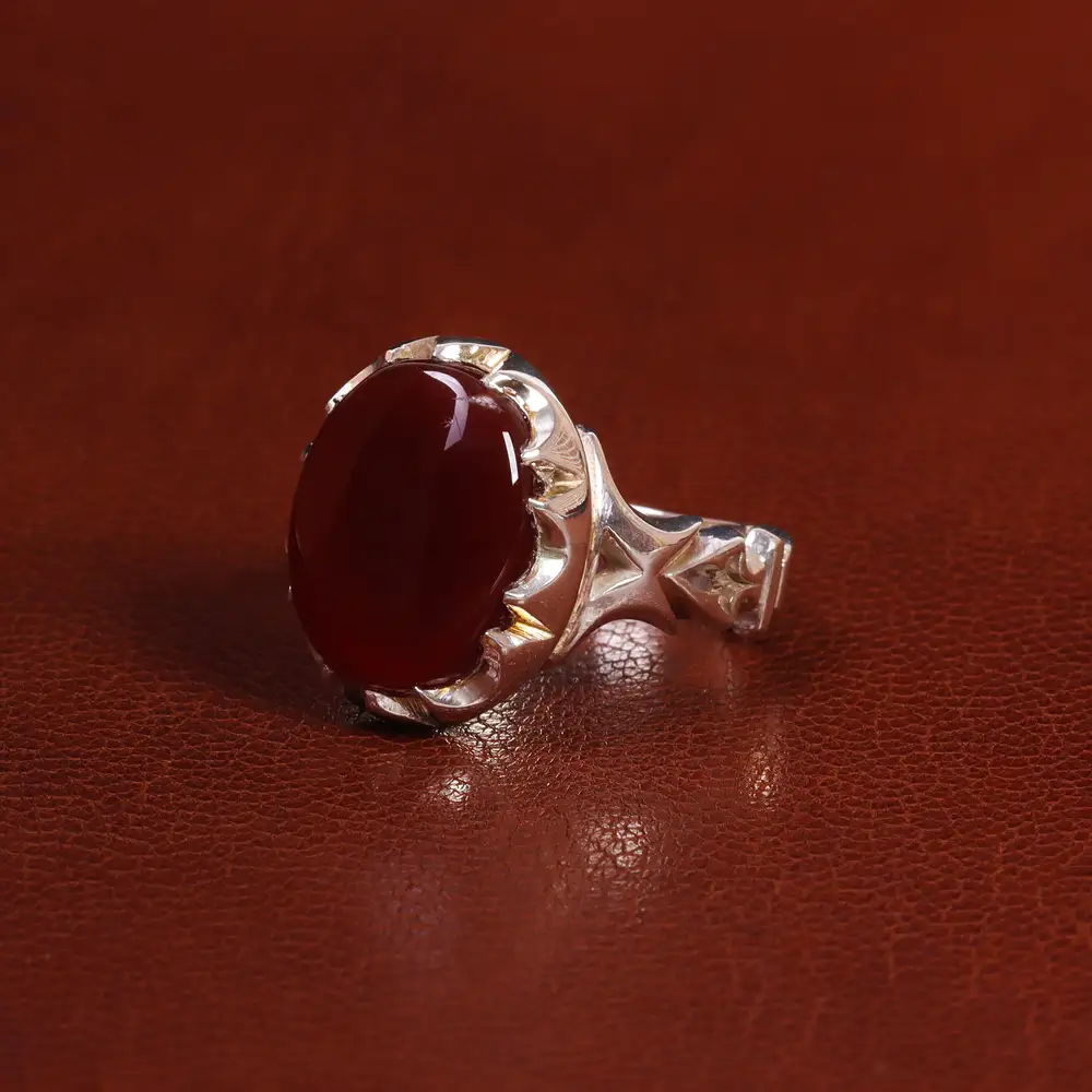 انگشتر عقیق مردانه کد 25074