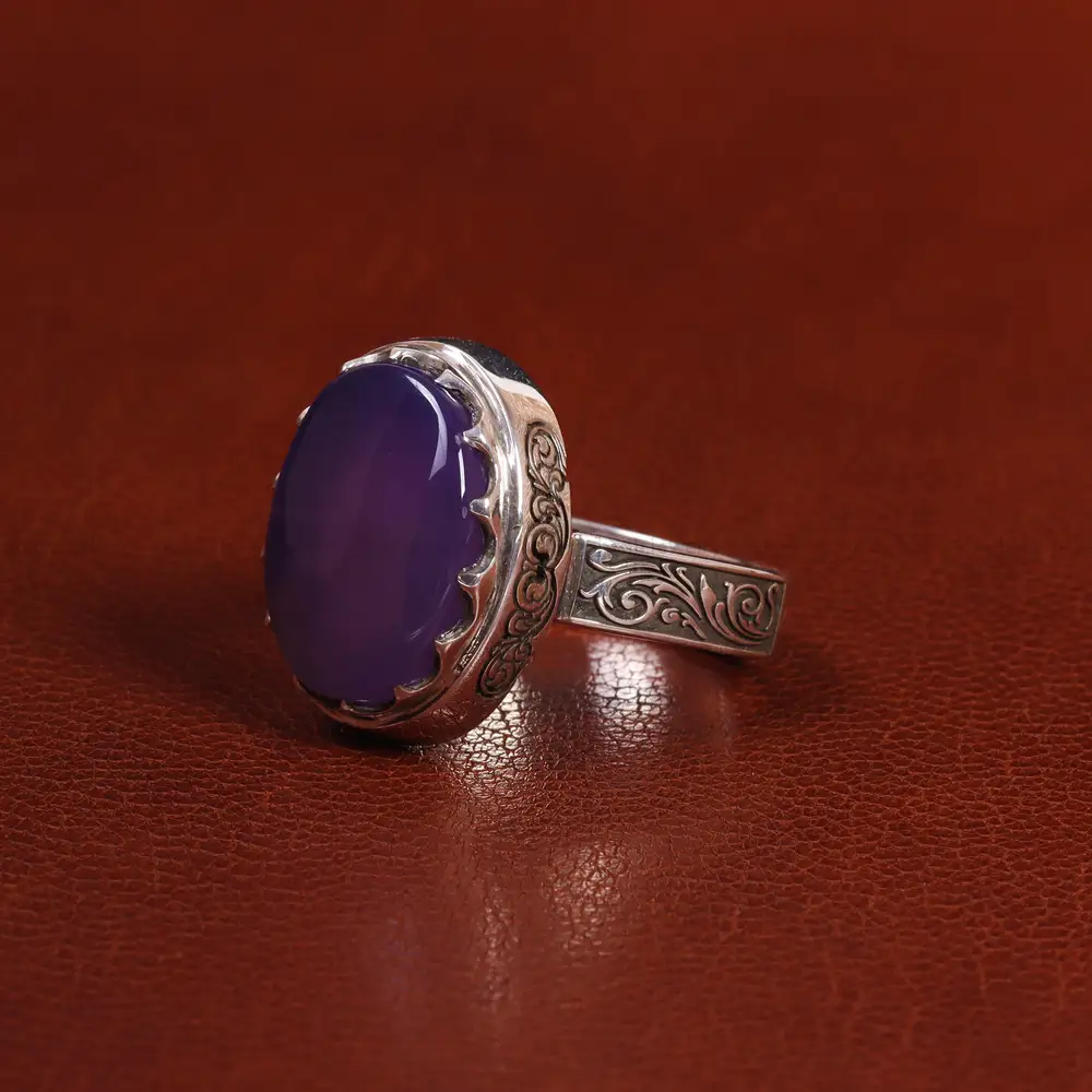 انگشتر عقیق سوسنی مردانه کد 25079