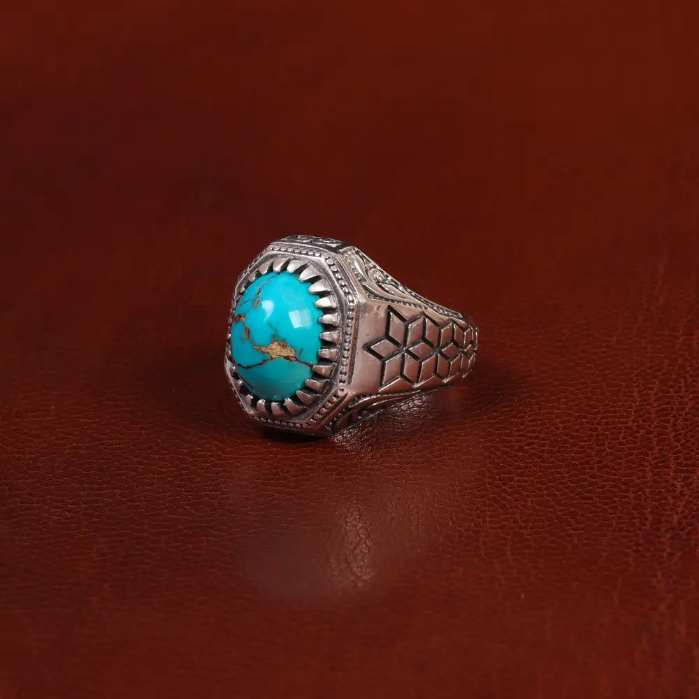 انگشتر فیروزه شجری مردانه کد 25119