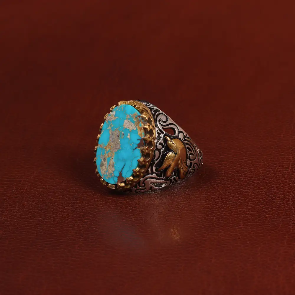 انگشتر فیروزه شجری مردانه کد 25128