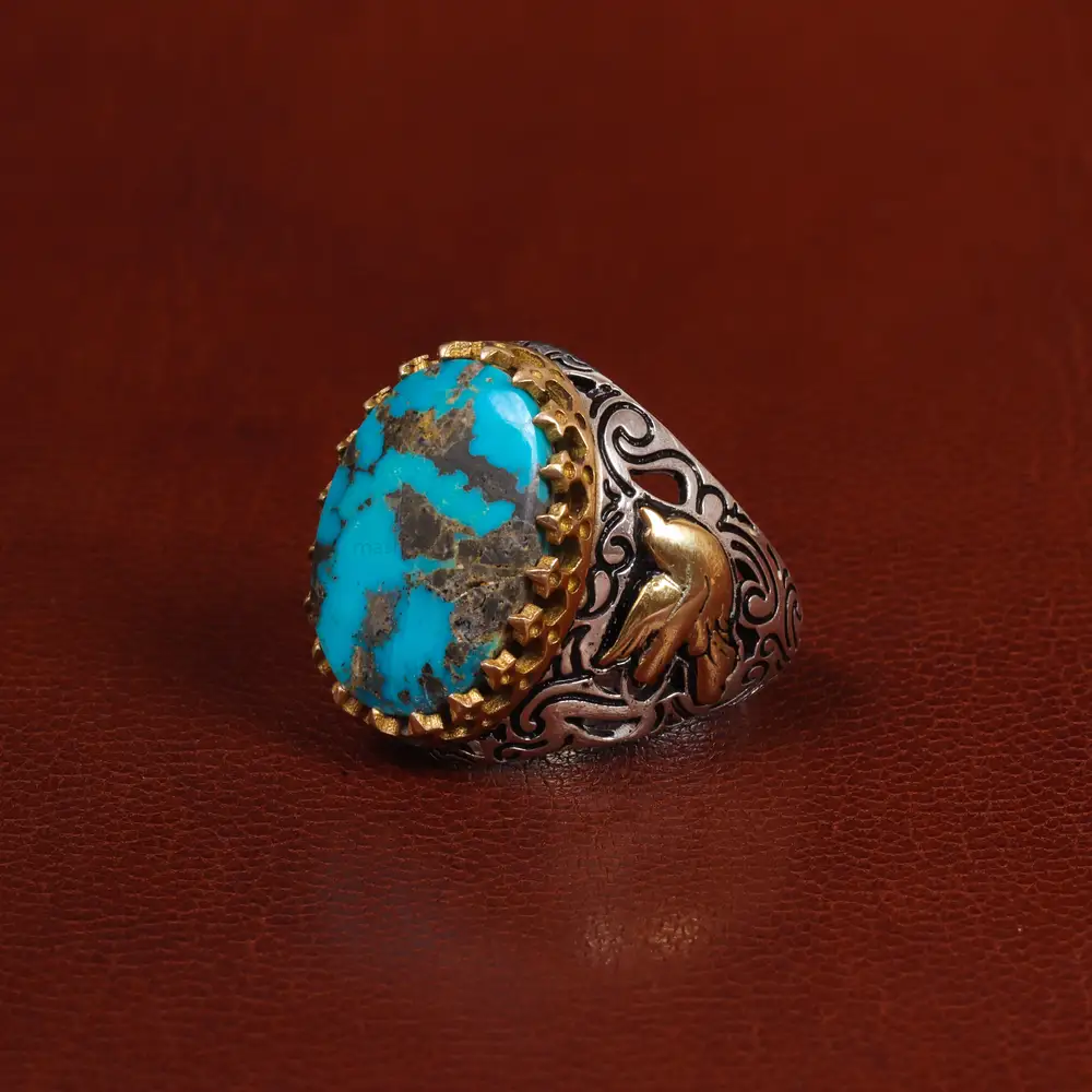 انگشتر فیروزه شجری مردانه کد 25148