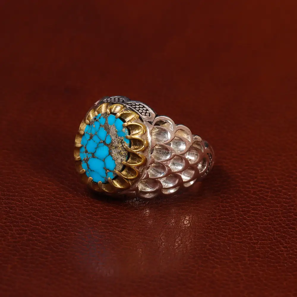 انگشتر فیروزه شجری مردانه کد 25162