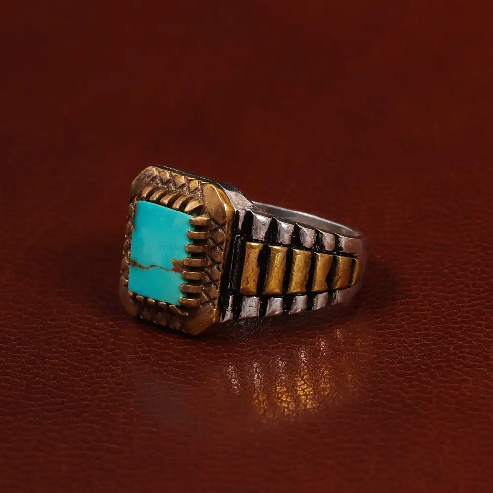 انگشتر فیروزه شجری مردانه کد 25189