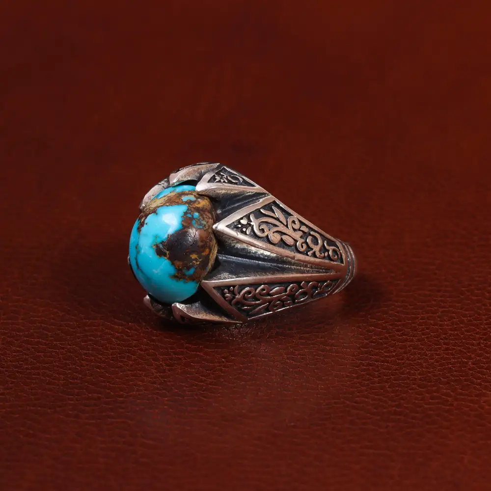 انگشتر فیروزه شجری مردانه کد 25197