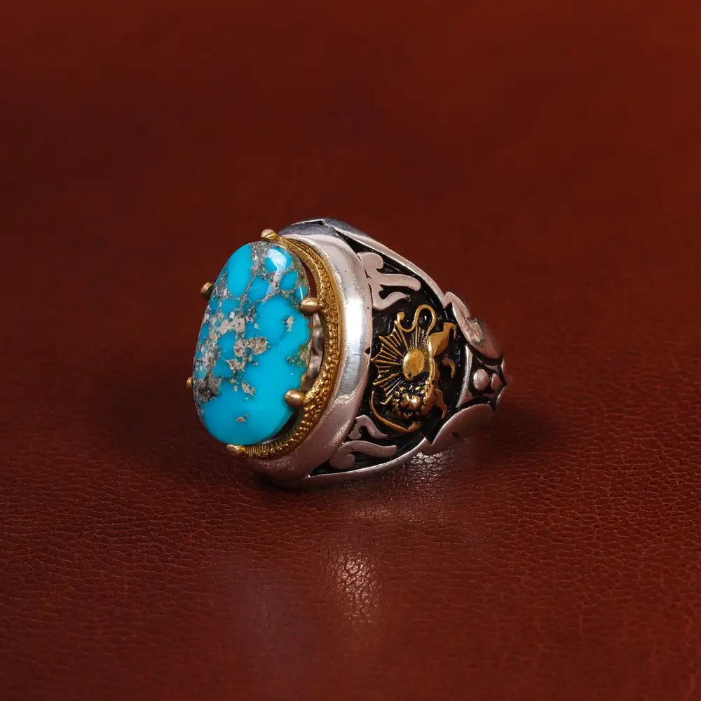 انگشتر فیروزه شجری مردانه کد 25223