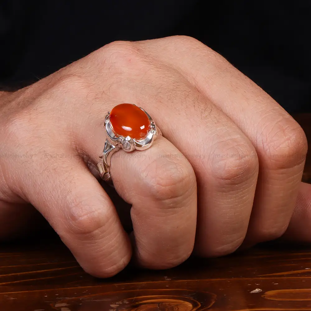 انگشتر عقیق مردانه کد 25065