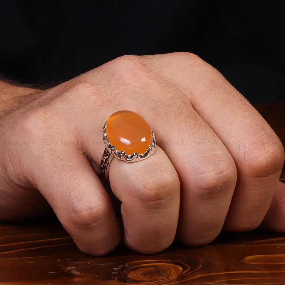 انگشتر عقیق مردانه کد 25066