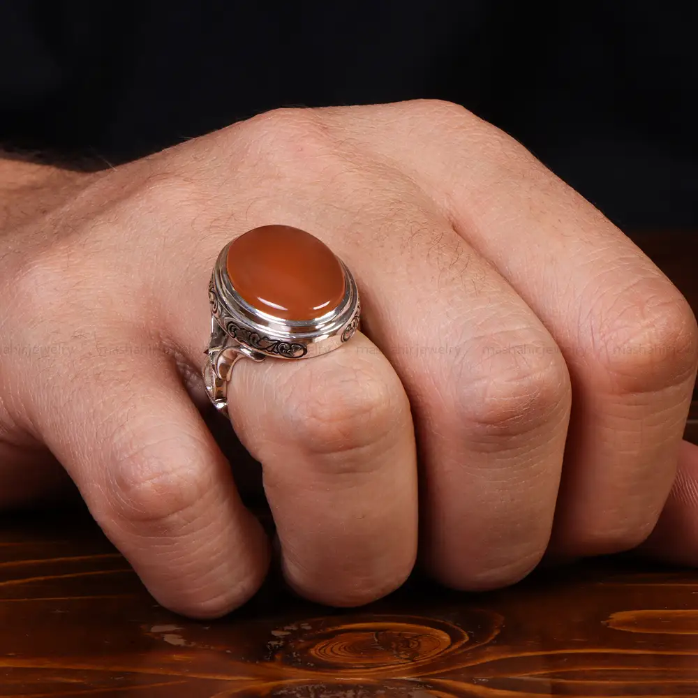 انگشتر عقیق مردانه کد 25067