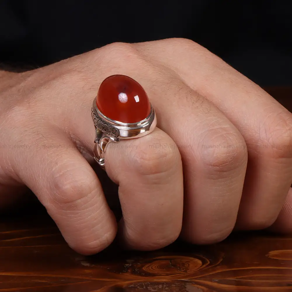 انگشتر عقیق مردانه کد 25068