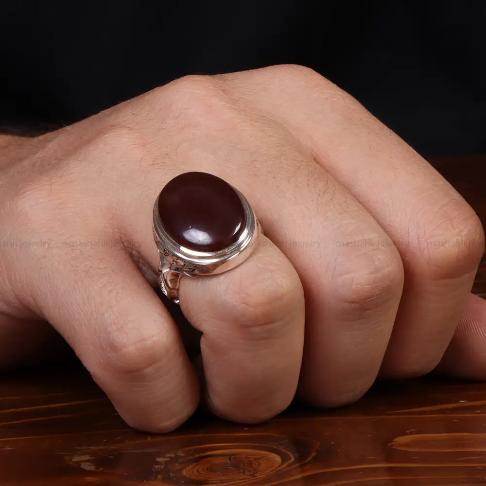 انگشتر عقیق مردانه کد 25072