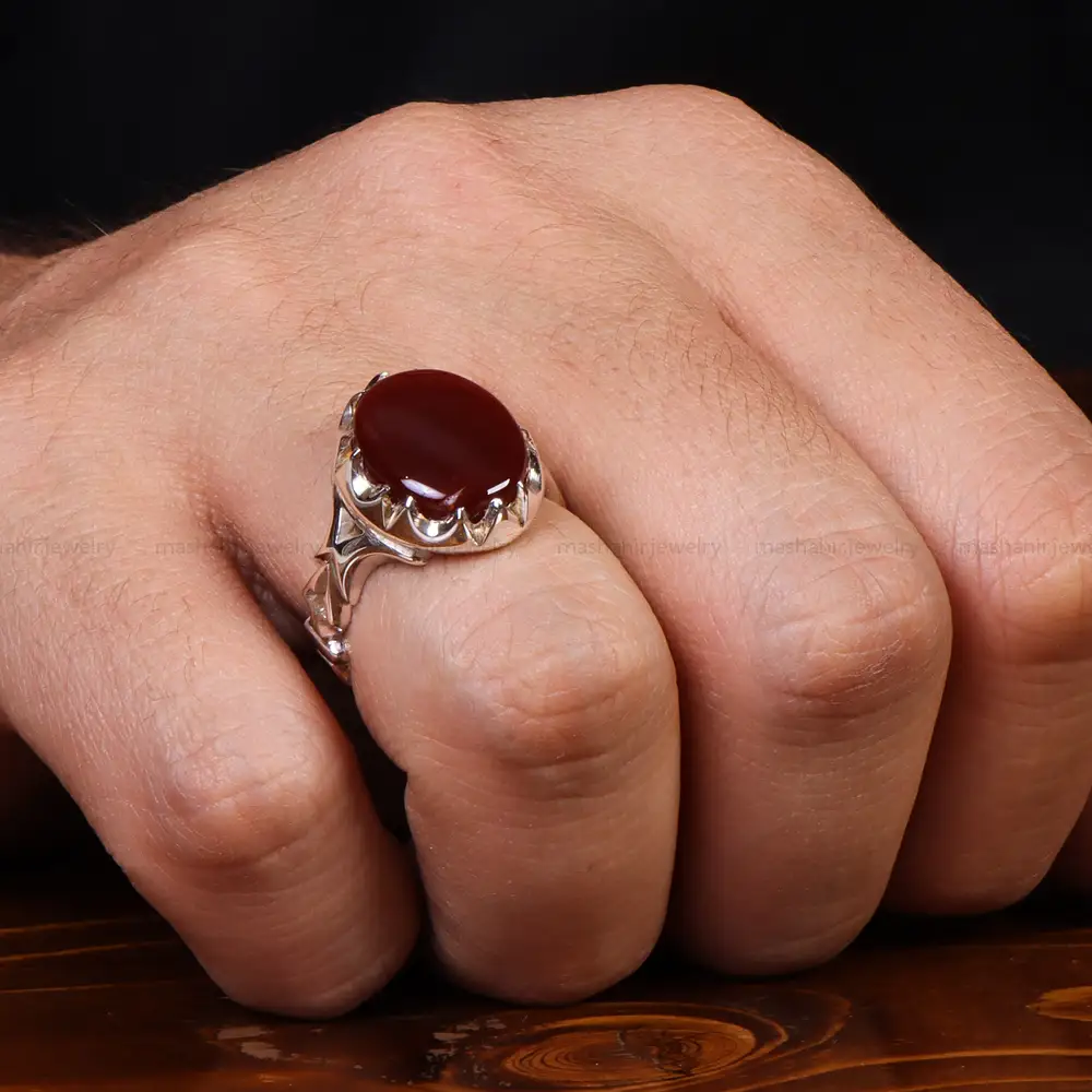 انگشتر عقیق مردانه کد 25074