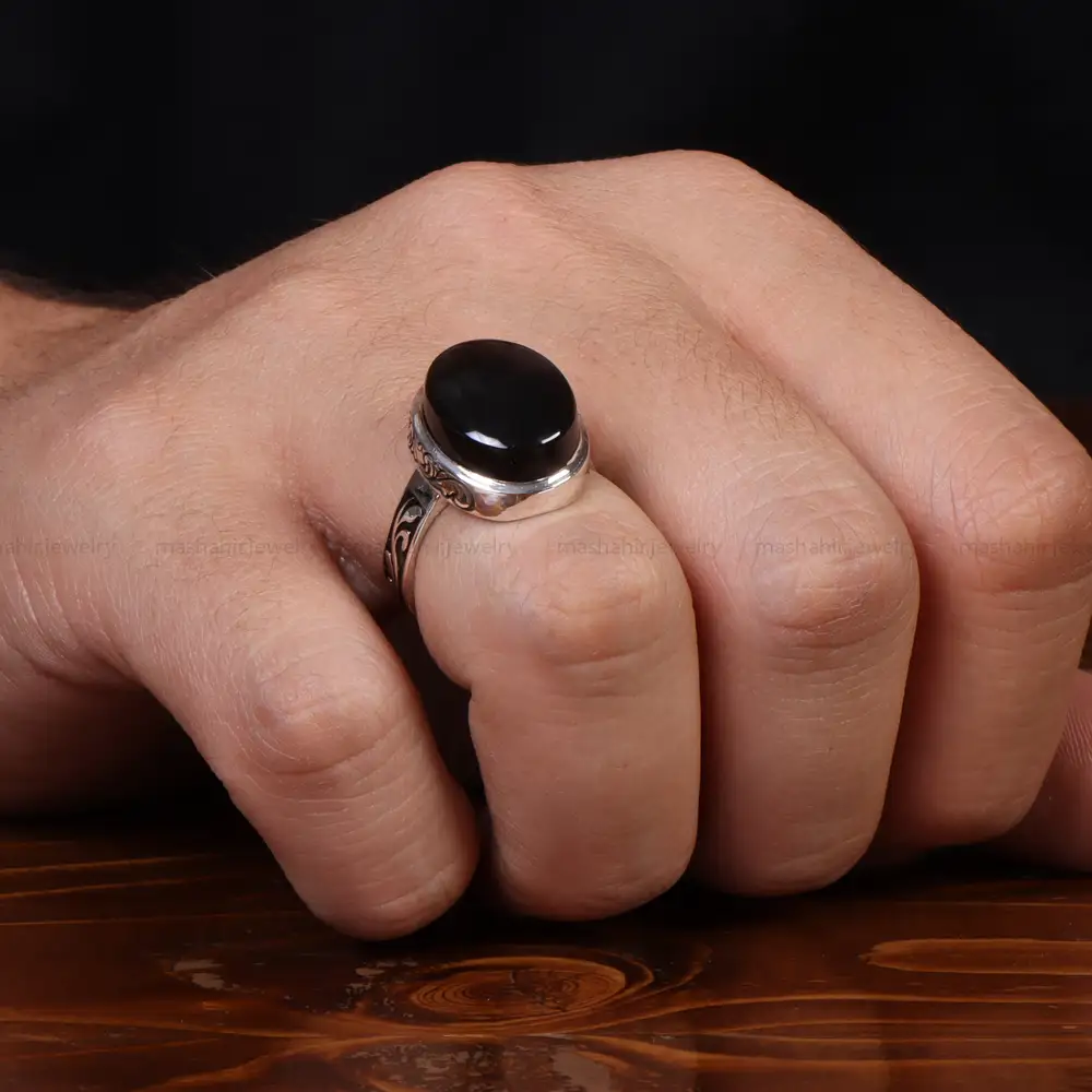 انگشتر عقیق مردانه کد 25075