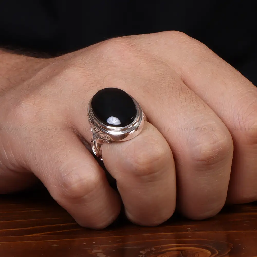 انگشتر عقیق مردانه کد 25076