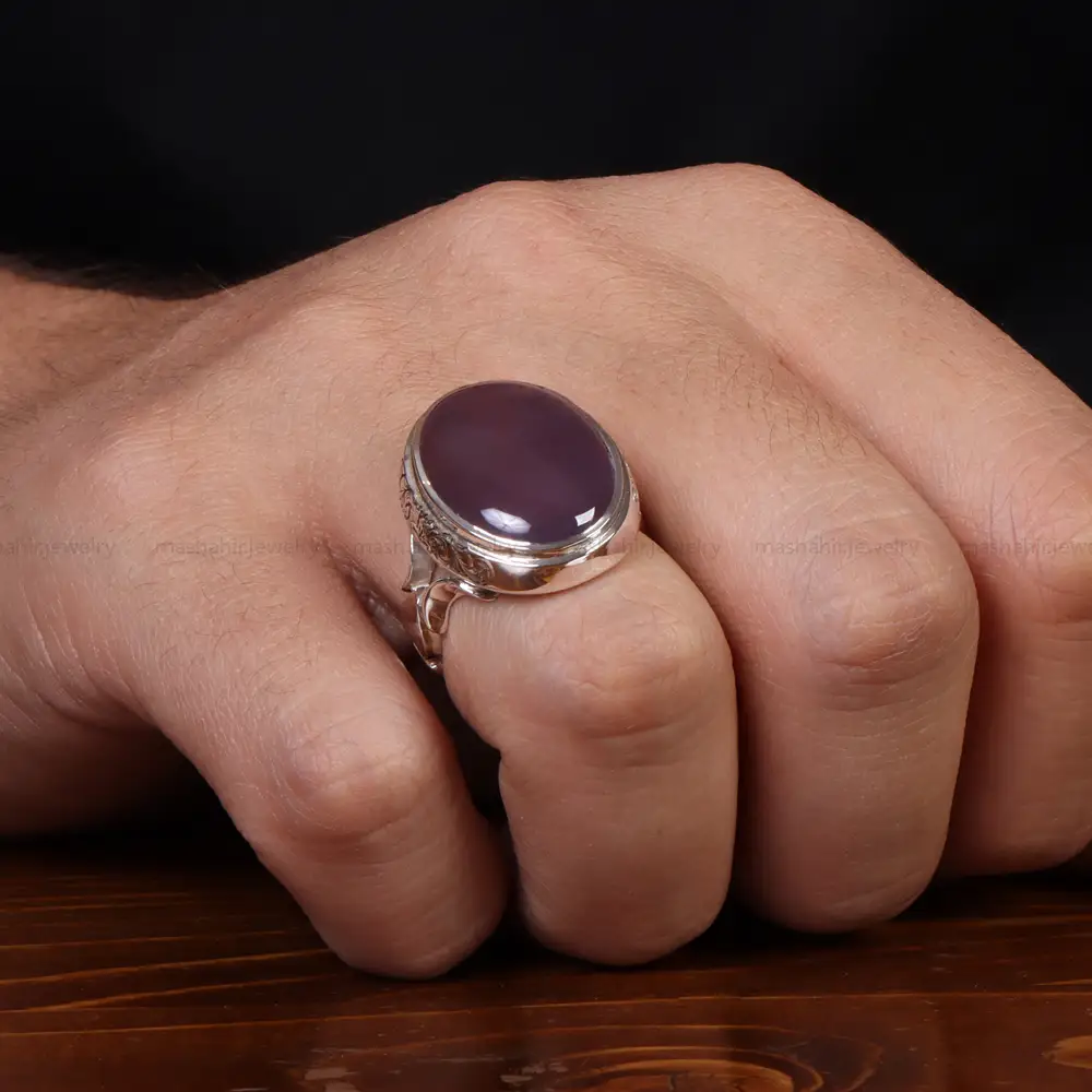 انگشتر عقیق سوسنی مردانه کد 25078