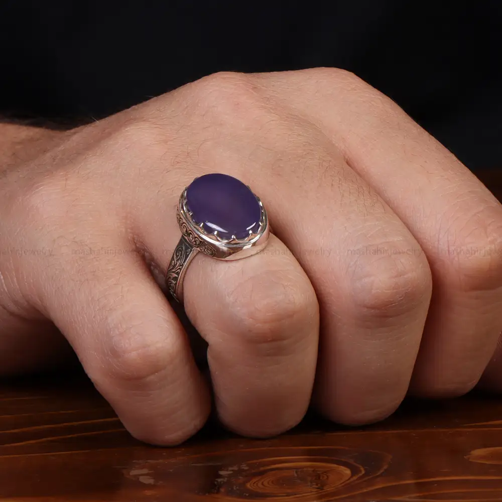 انگشتر عقیق سوسنی مردانه کد 25079