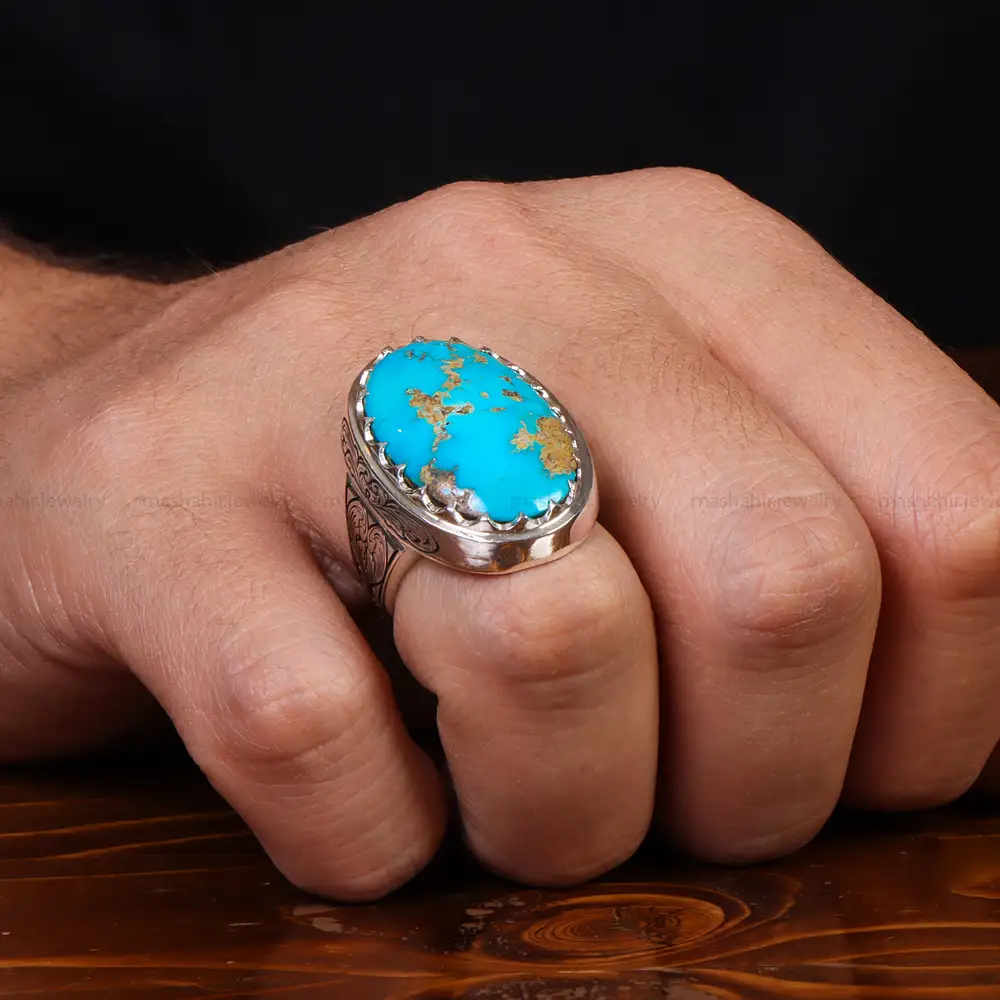 انگشتر فیروزه شجری مردانه کد 25087