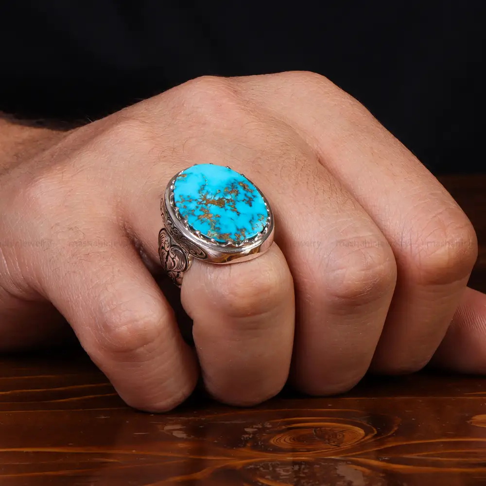 انگشتر فیروزه شجری مردانه کد 25088