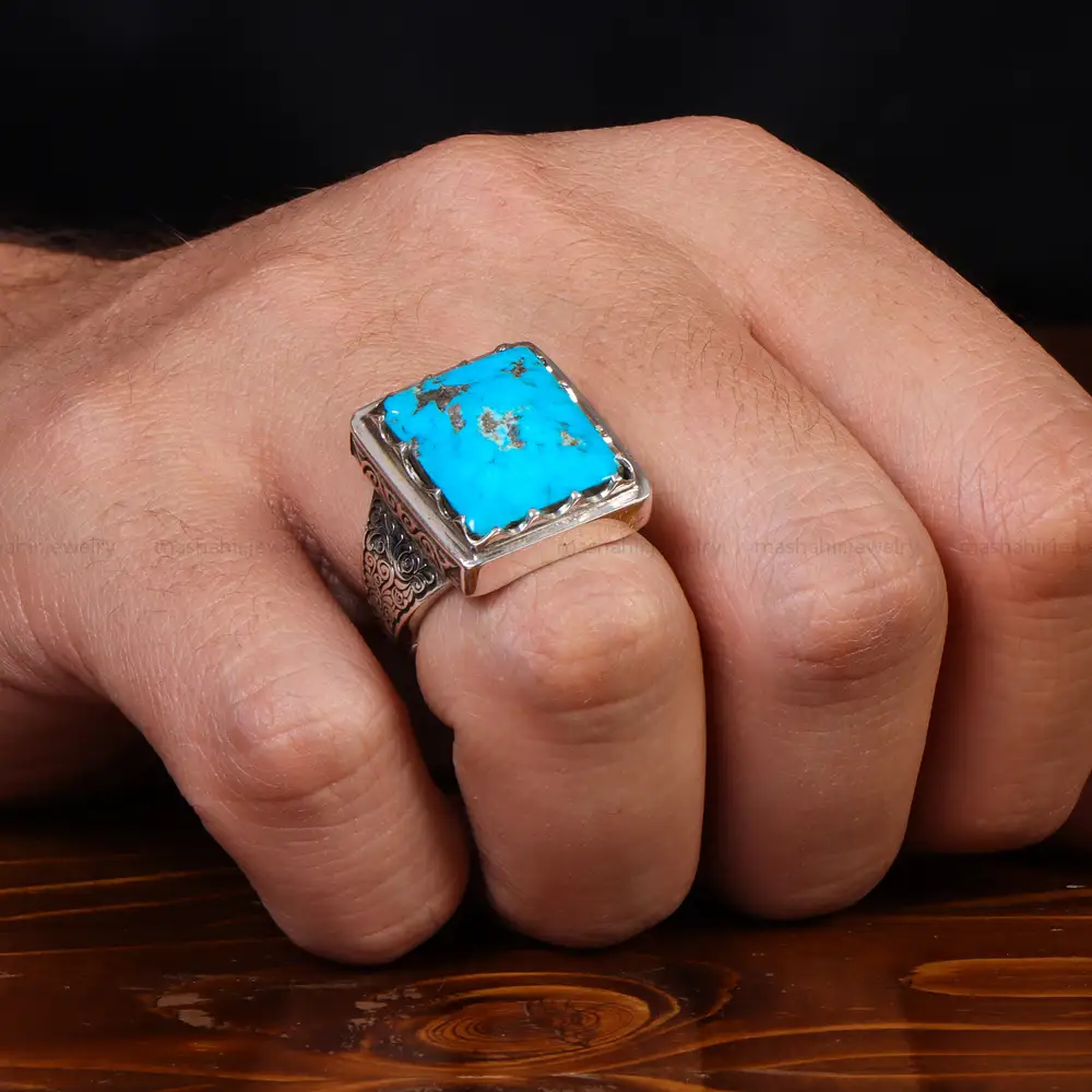 انگشتر فیروزه شجری مردانه کد 25090