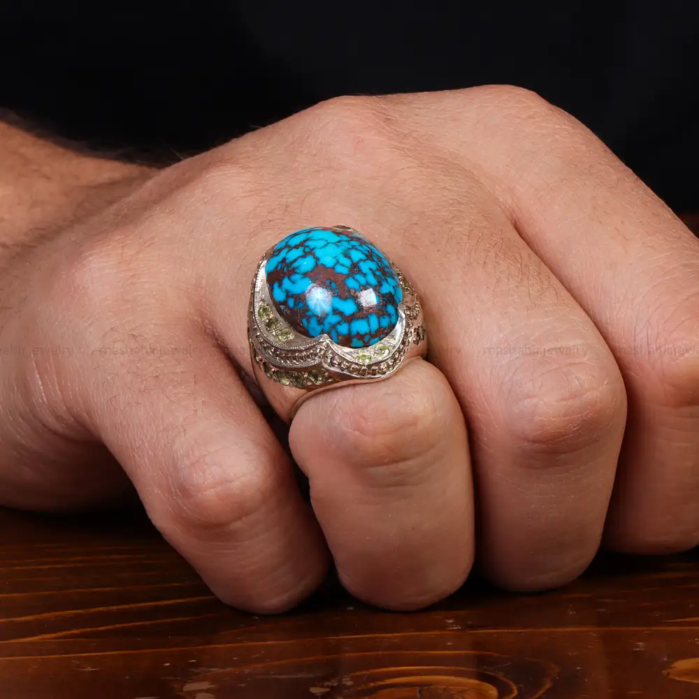 انگشتر فیروزه شجری مردانه کد 25091