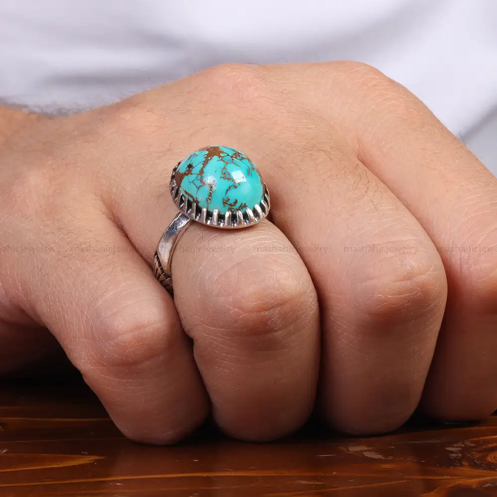 انگشتر فیروزه شجری مردانه کد 25115