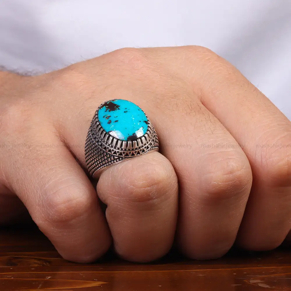 انگشتر فیروزه شجری مردانه کد 25120