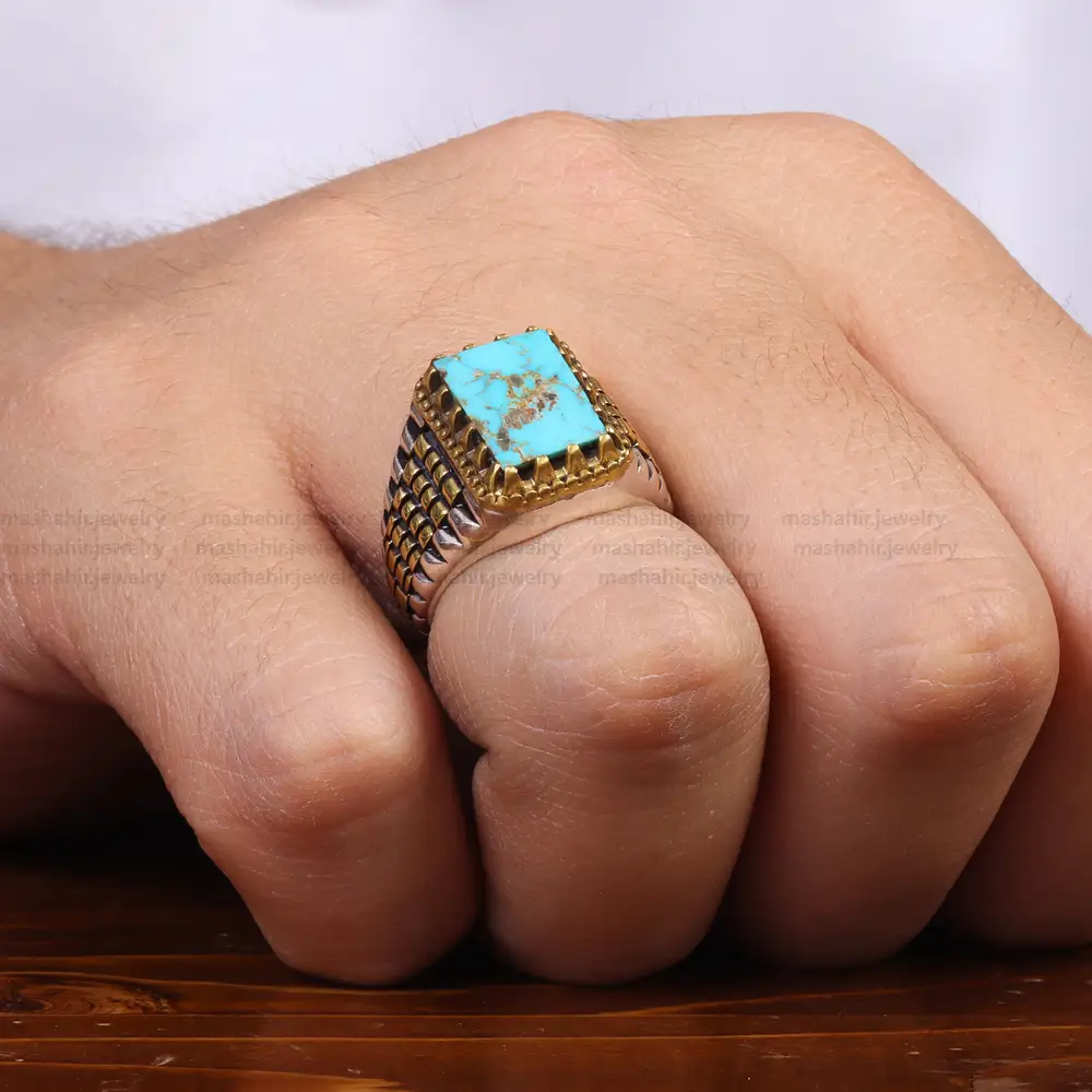 انگشتر فیروزه شجری مردانه کد 25129