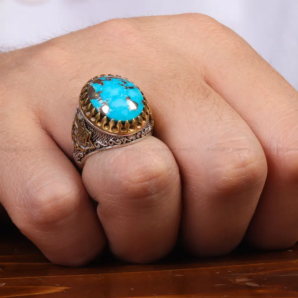 انگشتر فیروزه شجری مردانه کد 25133