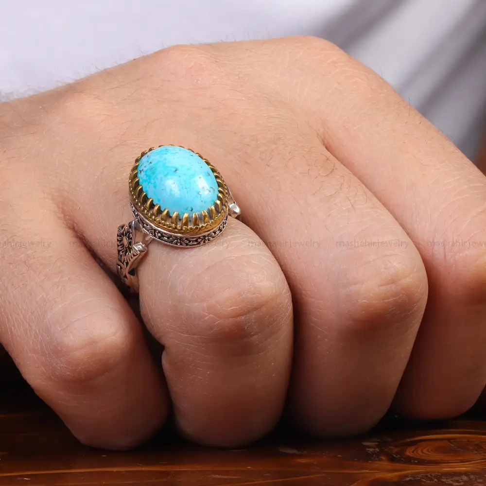 انگشتر فیروزه شجری مردانه کد 25143