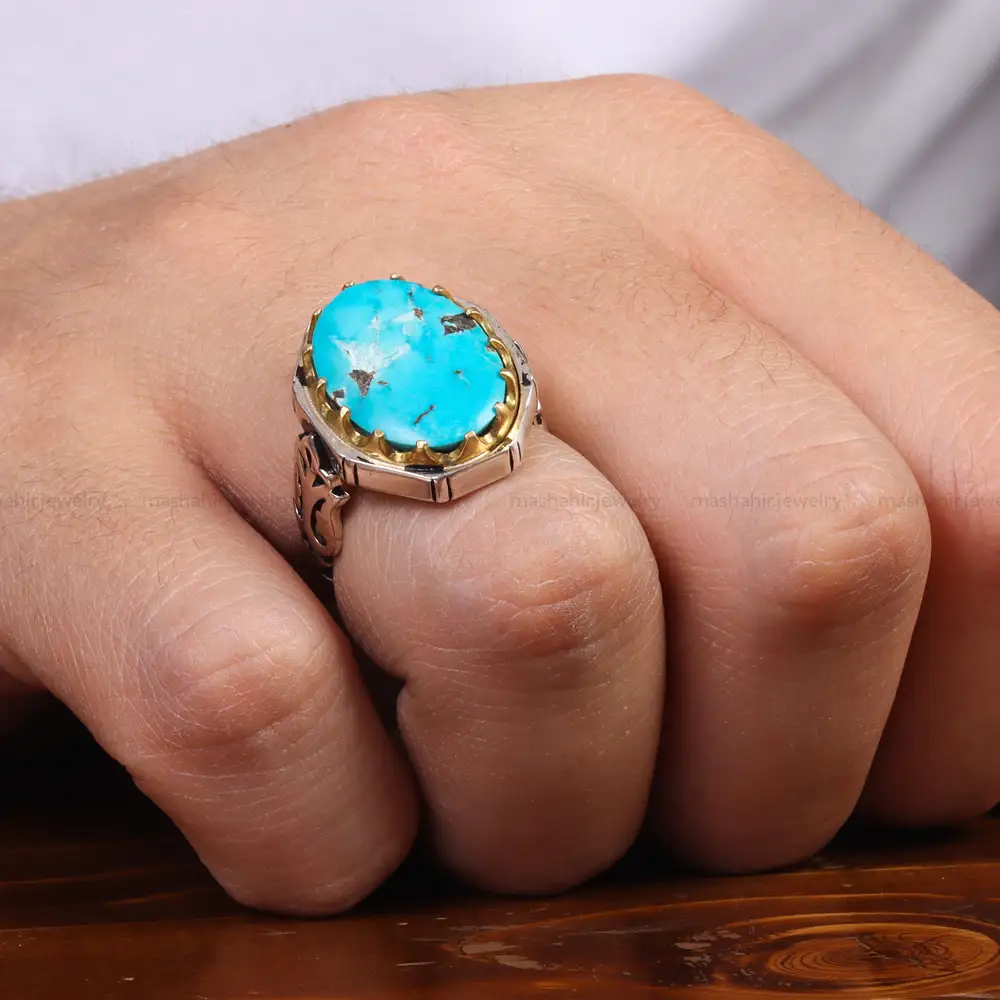 انگشتر فیروزه شجری مردانه کد 25145