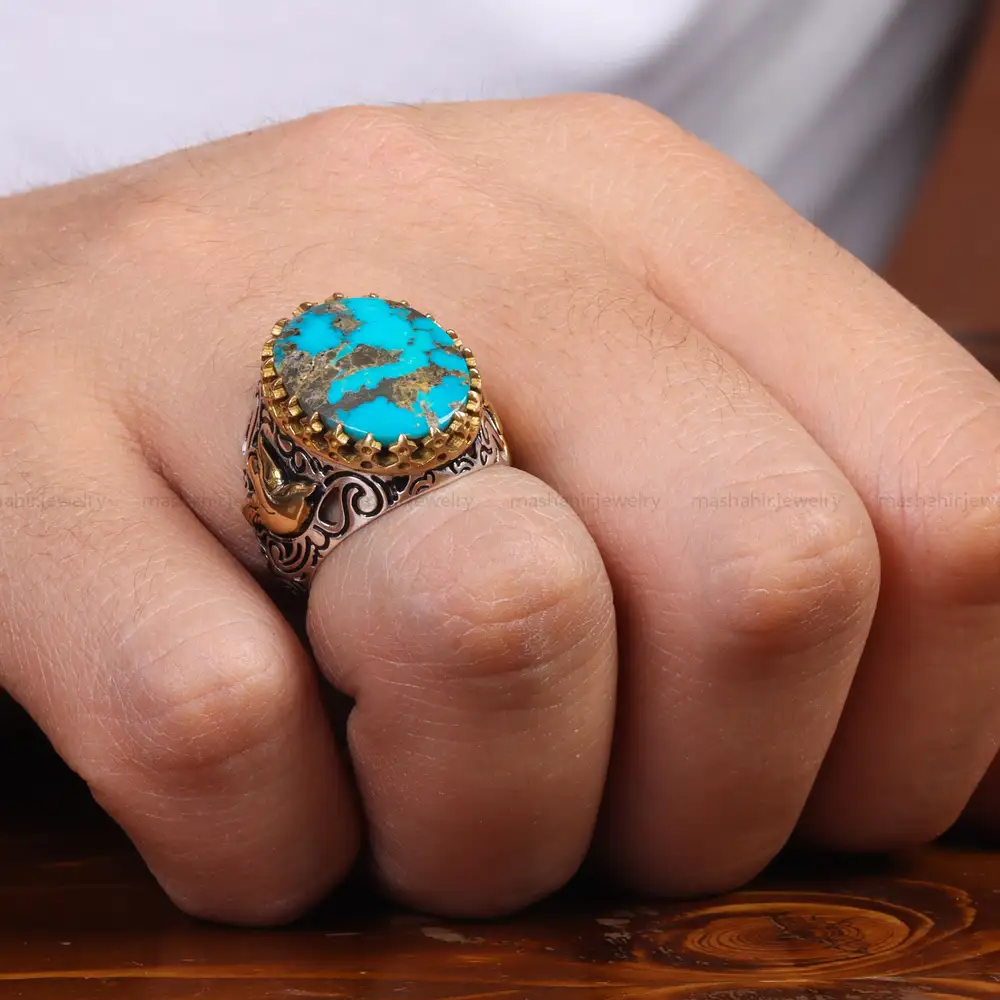انگشتر فیروزه شجری مردانه کد 25148