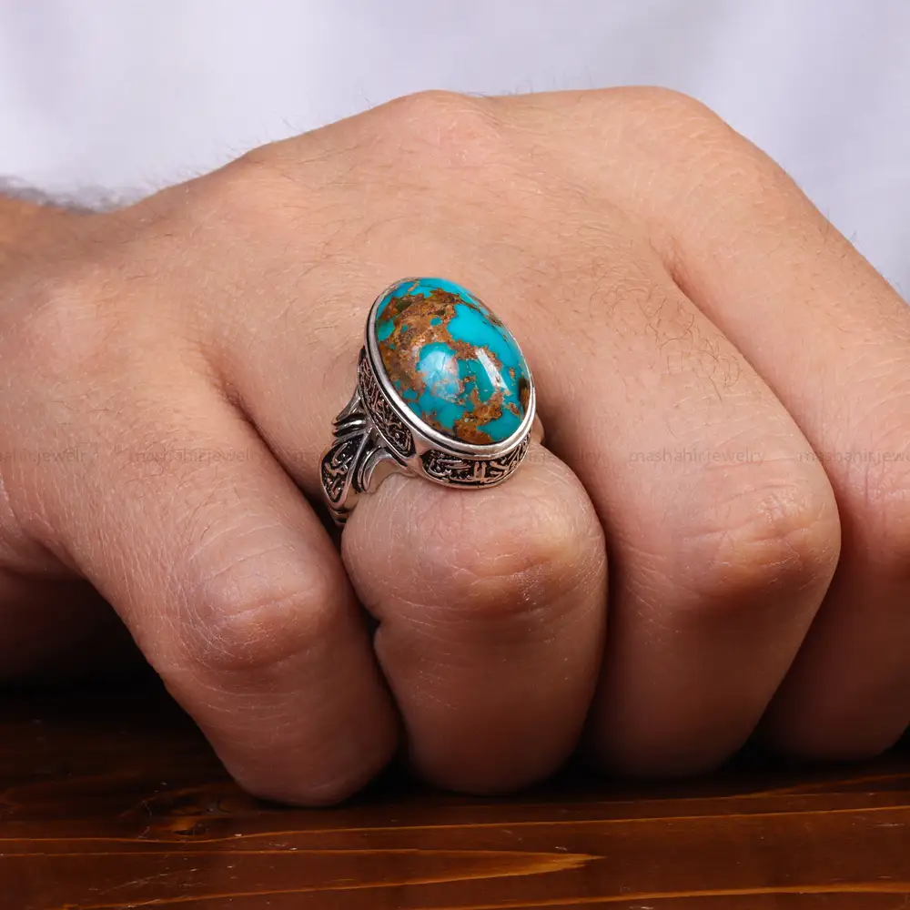 انگشتر فیروزه شجری مردانه کد 25154