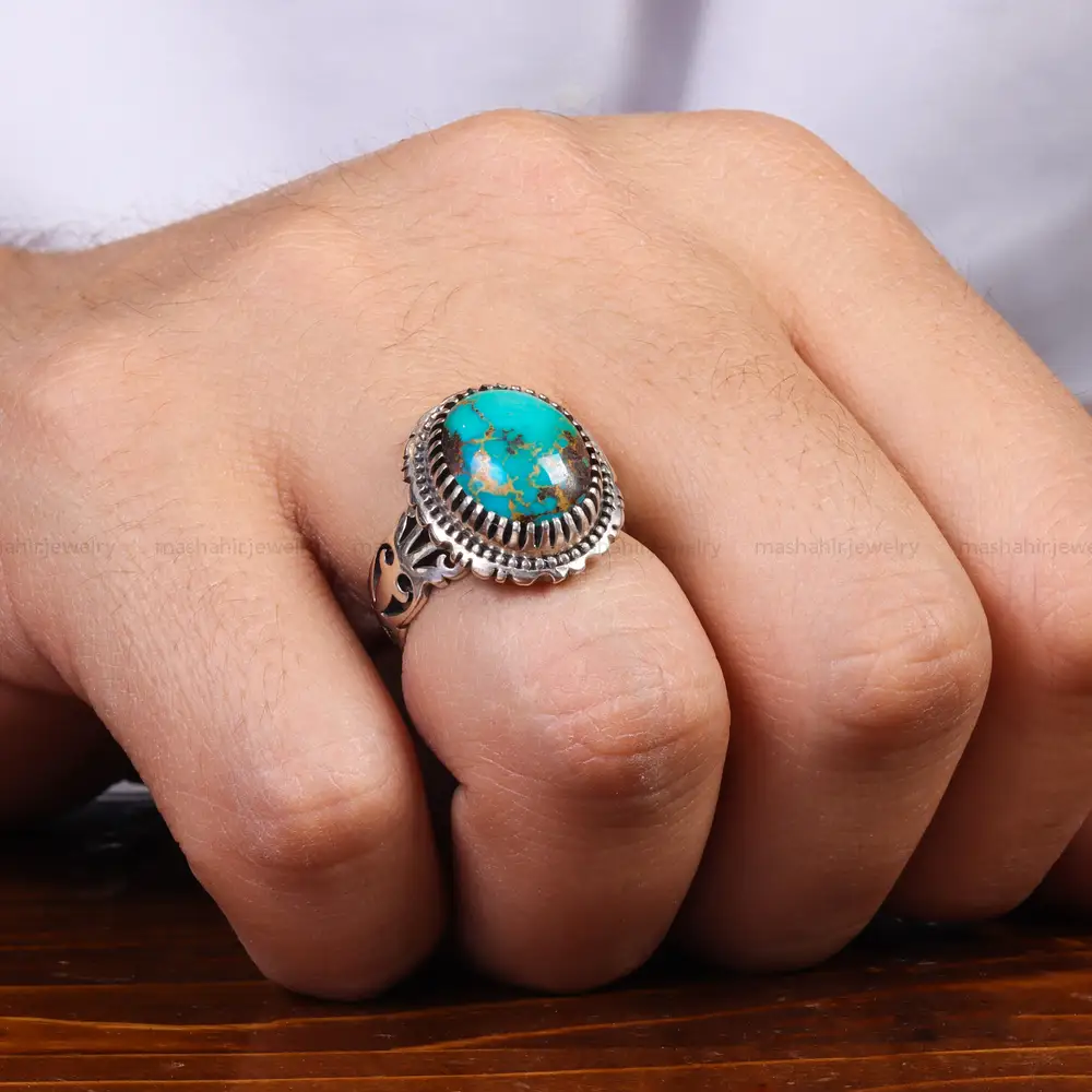انگشتر فیروزه شجری مردانه کد 25161