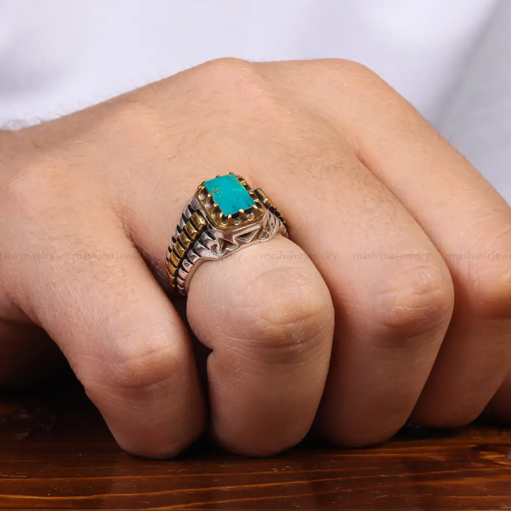 انگشتر فیروزه شجری مردانه کد 25176